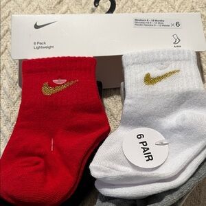 Nike Kids' Red, White, Black , Green and Grey Socks 6-Pack